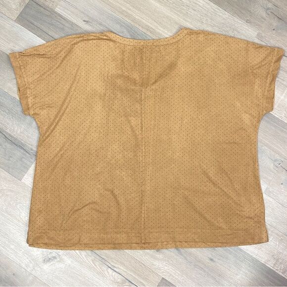 Lane‎ Bryant Perforated Microfiber V Neck Short Sleeve Shirt Tan 18 20 - Picture 7 of 10
